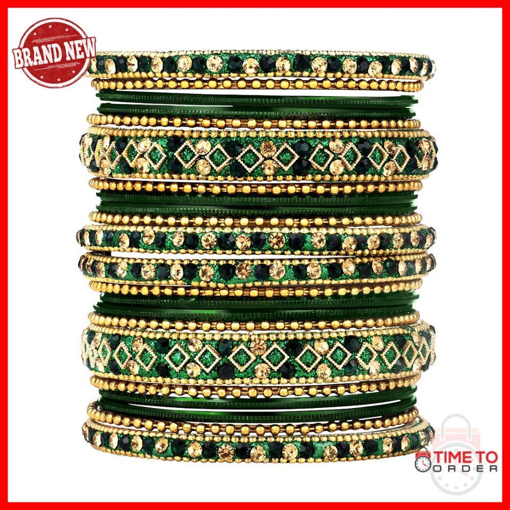 Sterling Silver Stone Studded Bangle Set Indian Wedding Ethnic Jewelry